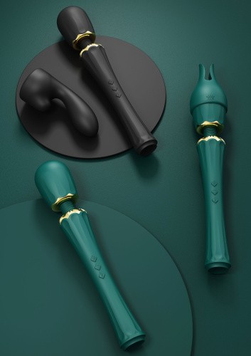 Zalo Kyro Wand мощный перезаряжаемый вибромассажер с 2 насадками, 29.1х5.35 см (чёрный)