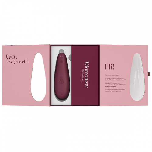 Womanizer Classic 2 + Лубрикант 50 мл- Інноваційний вакуумний стимулятор клітора, 14.8х4.8 см (бордовий) - купити в Києві, Україні