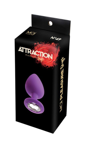 MAI Attraction Toys №49 анальная пробка с кристаллом, 9,5х4 см (фиолетовый)