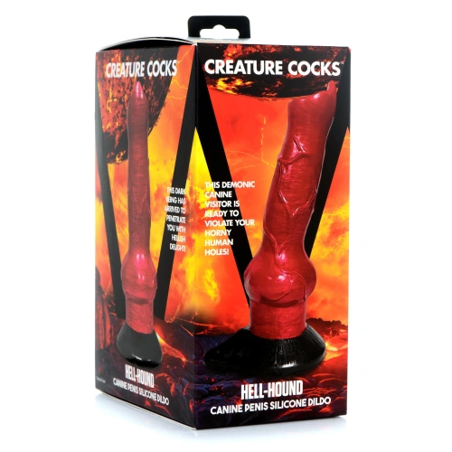 Creature Cocks Hell-Hound Canine Silicone Dildo - фантазийный фаллоимитатор Адская Гончая, 19х6.6 см (чёрный с красным)