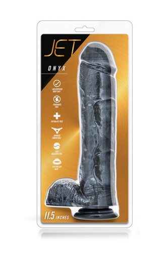 JET ONYX CARBON METALLIC - Большой реалистичный фаллоимитатор, 23х6,4 см (черный)