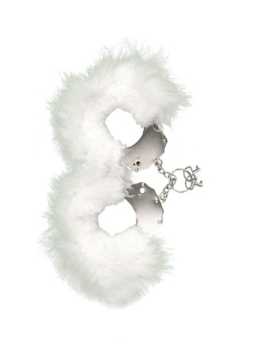Adrien Lastic Handcuffs White - наручники металлические с белой пушистой отделкой