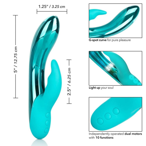 CalExotics DazzLED Brilliance - вибратор кролик с led подсветкой, 12.8х3.3см (бирюзовый)