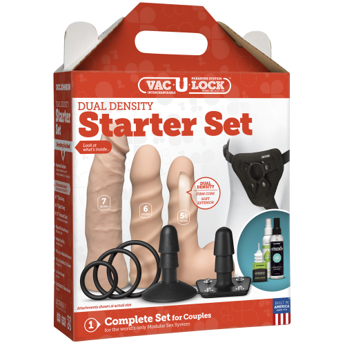 Doc Johnson Vac-U-Lock Dual Density Starter Set Vanilla - Набор для страпона