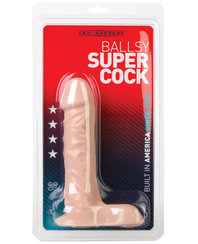 Doc Johnson Ballsy Super Cock 7" - реалистичный фаллоимитатор, 21х4.5 см (телесный)