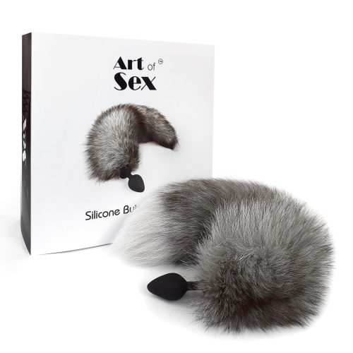 Силиконовая анальная пробка с хвостом Art of Sex Artctic fox, M