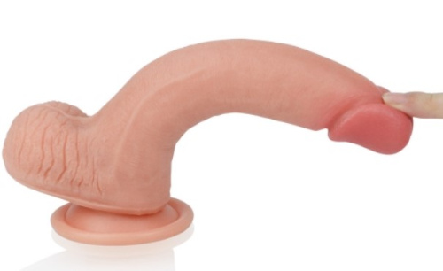 8'' Dual layered Platinum Silicone Cock - Фаллоимитатор с машонкой, 20,5 см (телесный)