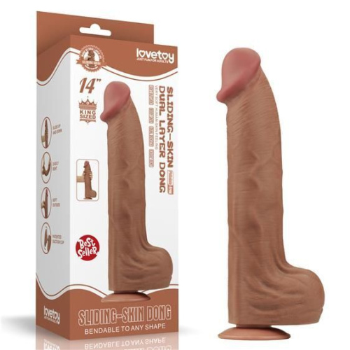 Реалистичный фаллоимитатор Sliding-Skin Dual Layer Dong 14", 36 см