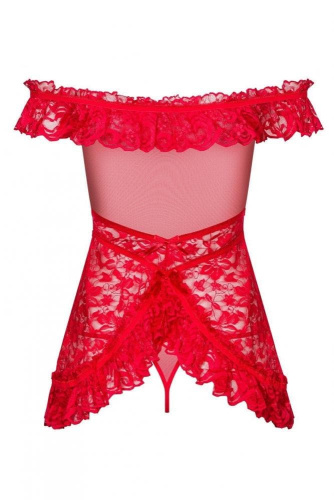 Эротический комплект Obsessive Flores chemise  (Красный, S/M)