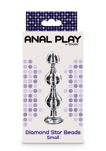 Toy Joy Small Diamond Star Beads - Пробка анальна з прозорим кристалом, 10.5х2.5 см (сріблястий) - купити в Києві, Україні