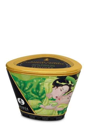Shunga Massage Candle Exotic Green Tea - Массажная свеча с ароматом зелёного чая, 170 мл