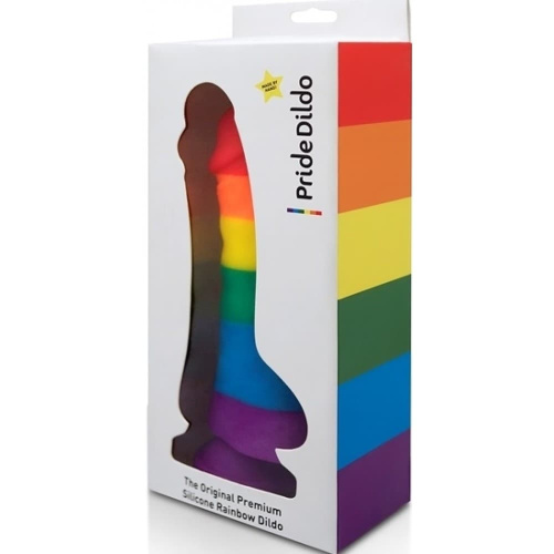 Фаллоимитатор c мошонкой Pride Dildo Silicone Rainbow, 14,5х4 см