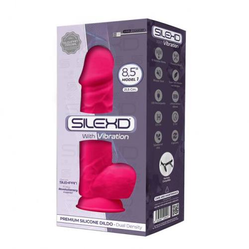 SilexD Norman Vibro Model 1 size 8,5in - Фаллоимитатор с вибрацией двухслойный, 21.5х5 см., (розовый)