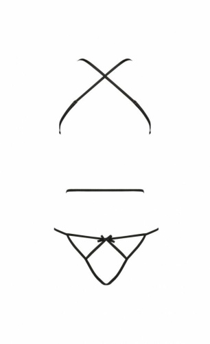 Passion Asuna Body - Боди с имитацией кожи и стрепами, XXL/XXXL (чёрное)