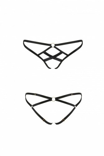 Passion Exclusive Nicky Thong - Трусики из стреп, черные (L/XL)