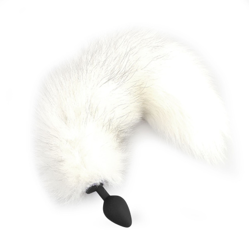 Силиконовая анальная пробка с хвостом из Art of Sex White fox, M