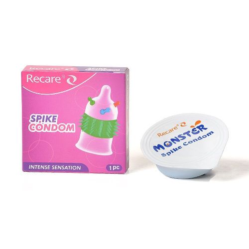 Насадка на член Recare Spike Condom Pink (с шариками и рядами шипов)