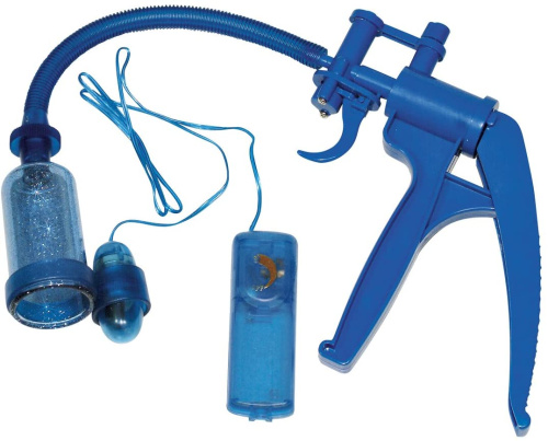 You2Toys Blue Vibrating Clit Sucker - Вакуумная женская помпа с вибрацией, 8х4 см