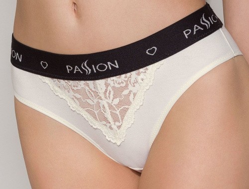 Passion PS001 Panties - Трусики с широкой резинкой и кружевом (бежевые, размер L)