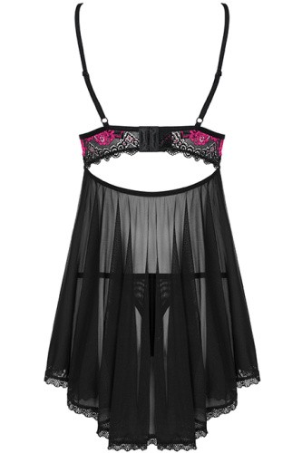 Obsessive Tulia babydoll - сексуальный бэби долл, S/M (чёрный)