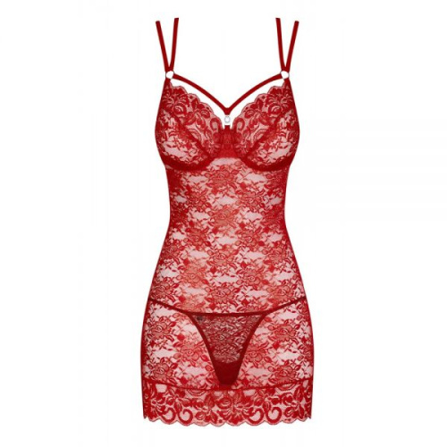 Obsessive 860-SET-3 set - кружевной эротический комплект, L/XL (красный)