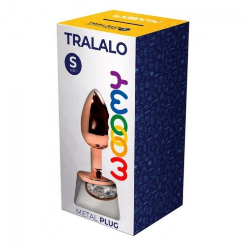 Wooomy Tralalo, S - Анальная пробка с камнем, 7х2.8 см (прозрачный)