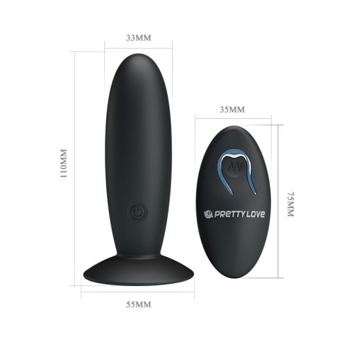 LyBaile Pretty Love Remote Control Vibrating Plug Black - Анальна пробка с вибрацией, 11х3.3 см (черный)