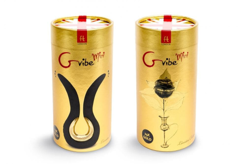 Gvibe Mini Gold - Эксклюзивный вибромассажер с 24К золотом. Лимитированный выпуск!, 10,5х2 см (черный)