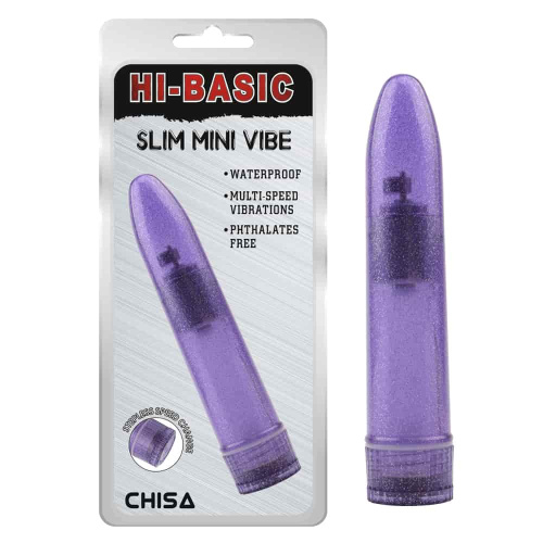 Hi-Basic Slim Mini Vibe - Классический пластиковый мультискоростной вибратор, 13.2х3.5 см (фиолетовый)