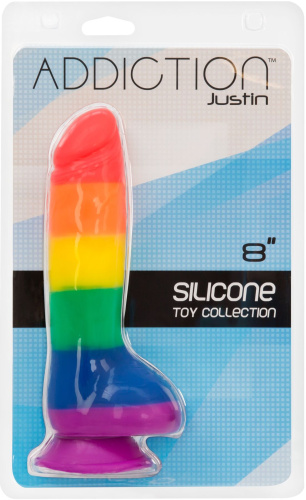 Addiction - Justin - 8" - Rainbow - радужный фаллоимитатор 20.3х4.5 см