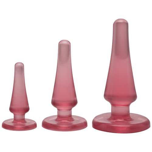 Doc Johnson Crystal Jellies - Pink, набор анальных пробок, диаметр от 2 см до 4 см (розовый)