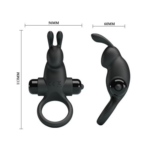 Pretty Love Vibro Penis Ring Rabbit I - Ерекційне кільце з вібрацією, 11.3х2.8 см (чорний) - купити в Києві, Україні