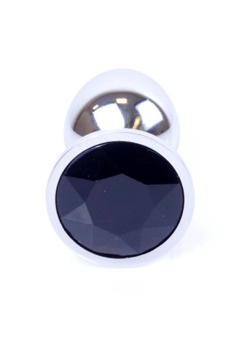 Boss Jewellery Silver Plug Black - Анальная пробка с кристаллом, 7х2.7 см (чёрный)