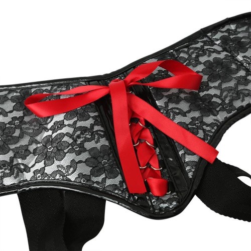 Sportsheets - SizePlus Grey&Black Lace Corsette - Трусы для страпона