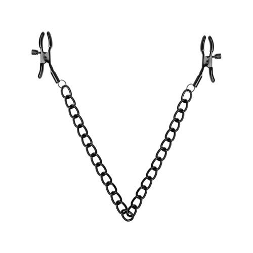 Bedroom Fantasies Nipple Clamps with Chain - Затискачі для сосків з ланцюжком, (чорний) - купити в Києві, Україні