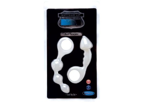 Topco Sales Bottoms Up Butt Silicone Anal Toy - Сет из 2 анальных пробок, 15.2х2.8 см (белый)