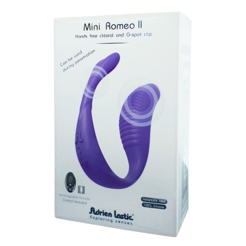 Adrien Lastic Mini Romeo II - Вибратор для пар с пультом LRS и двумя моторчиками, 12.1х2.8 см (фиолетовый)