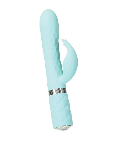 Pillow Talk Lively Teal - Роскошный вибратор с кристаллом Сваровски для точки G, 24х3.7 см (бирюзовый)