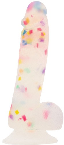 Addiction - Party Marty - 7.5" - Frost & Confetti - фаллоимитатор с конфетти, 19х3.8 см (белый)