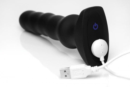 Thunderplugs Silicone Vibrating & Squirming Plug with Remote Control - вибратор с функцией волн, 16.5х4.5 см Черный