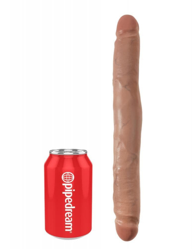 Двойной фаллоимитатор King Cock 12 Slim Double Dildo, 30х3,3 см (телесный)