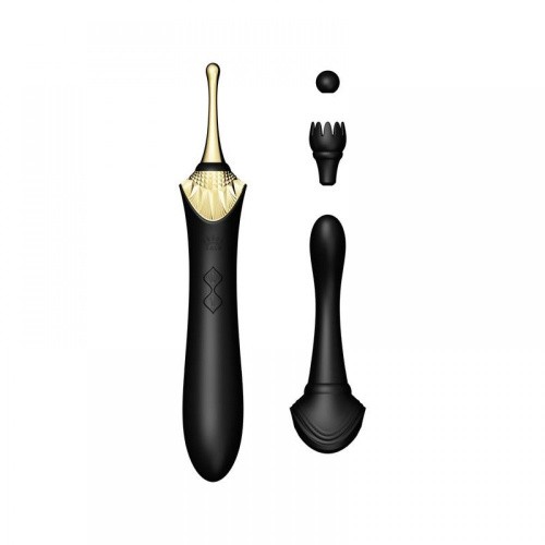 Zalo Bess Pin Point Vibrator - Вишуканий вібратор для клітора з насадками, 22х3.3 см (чорний) - купити в Києві, Україні