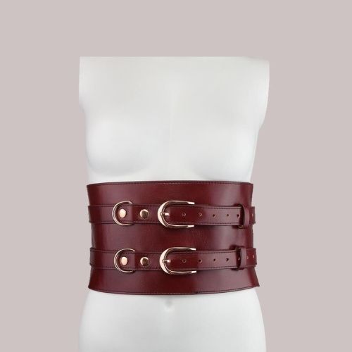 Кожаный пояс для бондажа Liebe Seele Wine Red Waist Cuff, размер M
