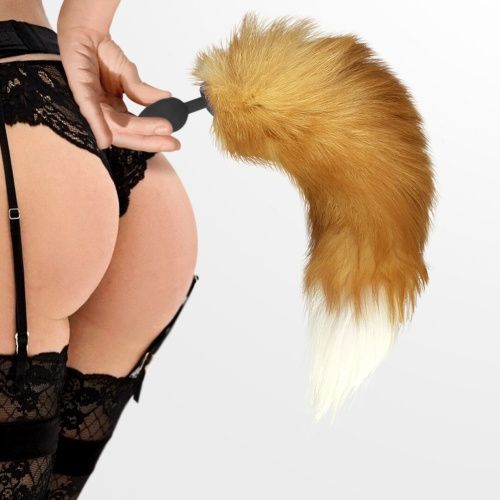 Силиконовая анальная пробка с хвостом Art of Sex Red Fox fox, M