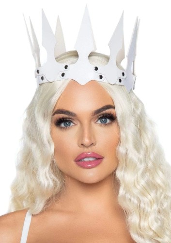 Leg Avenue-Faux leather spiked crown White - Сексуальная корона из эко-кожи (белый)