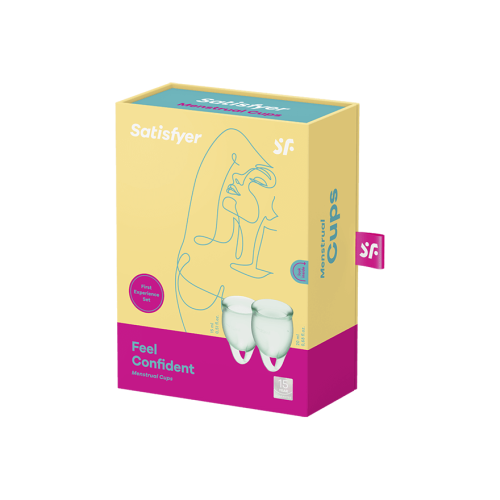 Satisfyer Feel Confident - набор менструальных чаш, 15 мл и 20 мл (светло-зеленый)