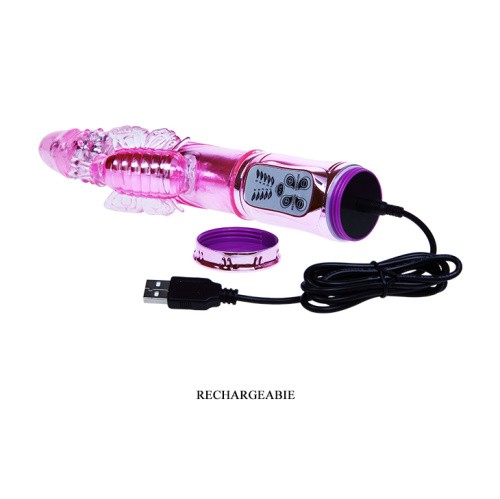 Baile Throbbing Butterfly - Вибратор с функцией ротации, 29х4 см (розовый)
