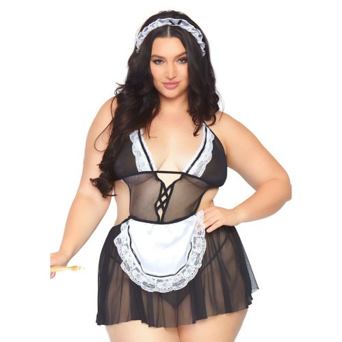 Leg Avenue-Roleplay Fantasy French Maid + Black/White - Комплект для пышной горничной, XL\XXL