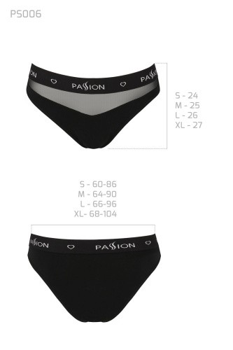 Passion PS006 Panties трусики с прозрачной вставкой, L (чёрный)