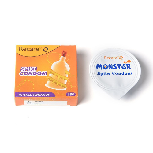 Насадка на член Recare Spike Condom Yellow (с усиками и спиралью шипов)